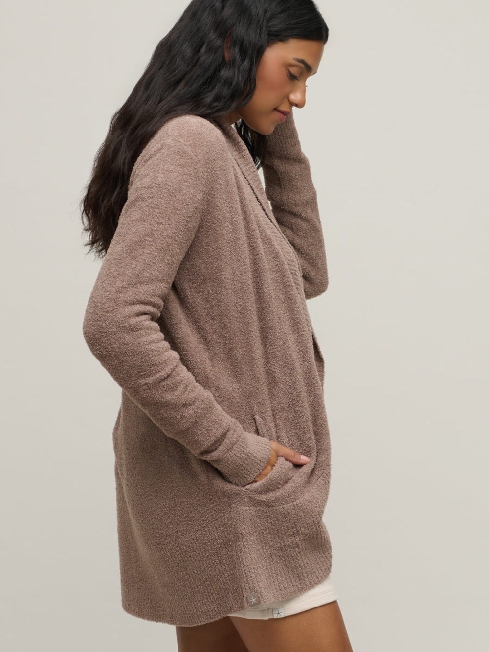 Barefoot Dreams CozyChic Lite Open-Front Cardigan - Taupe - Picture 2 of 7